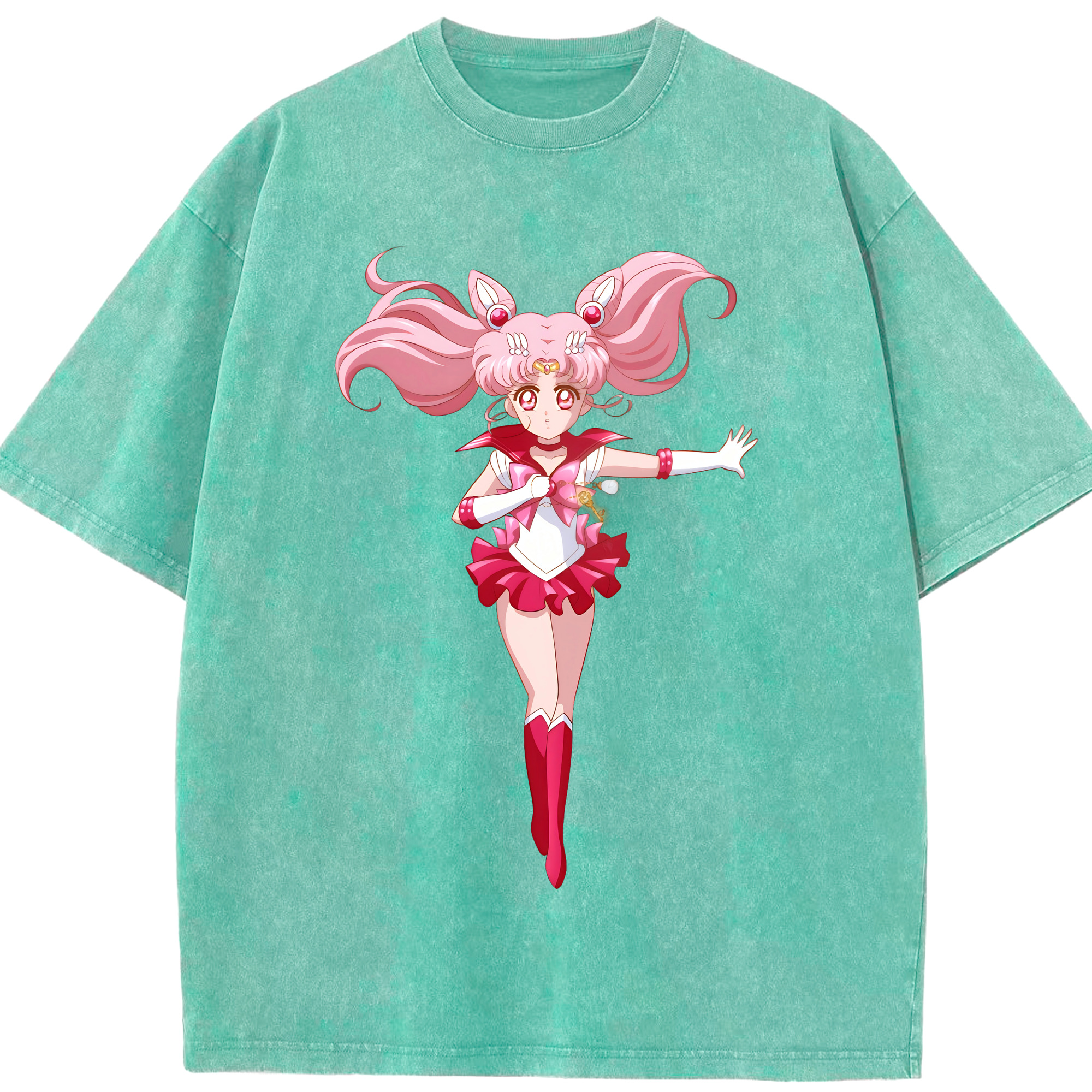 （画像用） 美少女戦士セーラームーン ちびうさ Sailor Moon Chibiusa Tsukino Usagi Small Lady Serenity 綿100% ヴィンテージ風 半袖Tシャツ（フロントプリント）